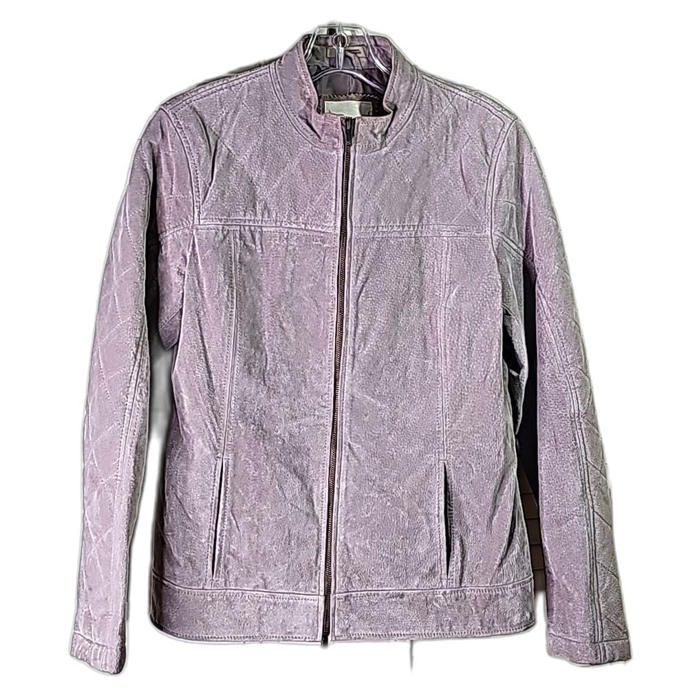 Suede Jacket by Ruff Hewn Gray Size Medium 2 Front Slit Pockets Zip Closure